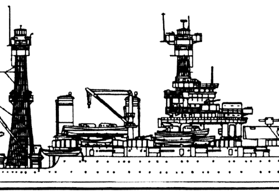Боевой корабль USS BB-44 California 1941 [Battleship] - чертежи, габариты, рисунки